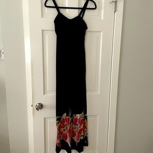 Cotton Maternity Maxi dress - black with flower detail